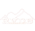 Een wit logo met de tekst: "RVDB Transport". Het is een van de sponsors.